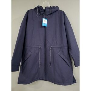 NEW Columbia Women's Crystal Crest Navy Blue Quilted Jacket Plus Size 2X Sherpa
